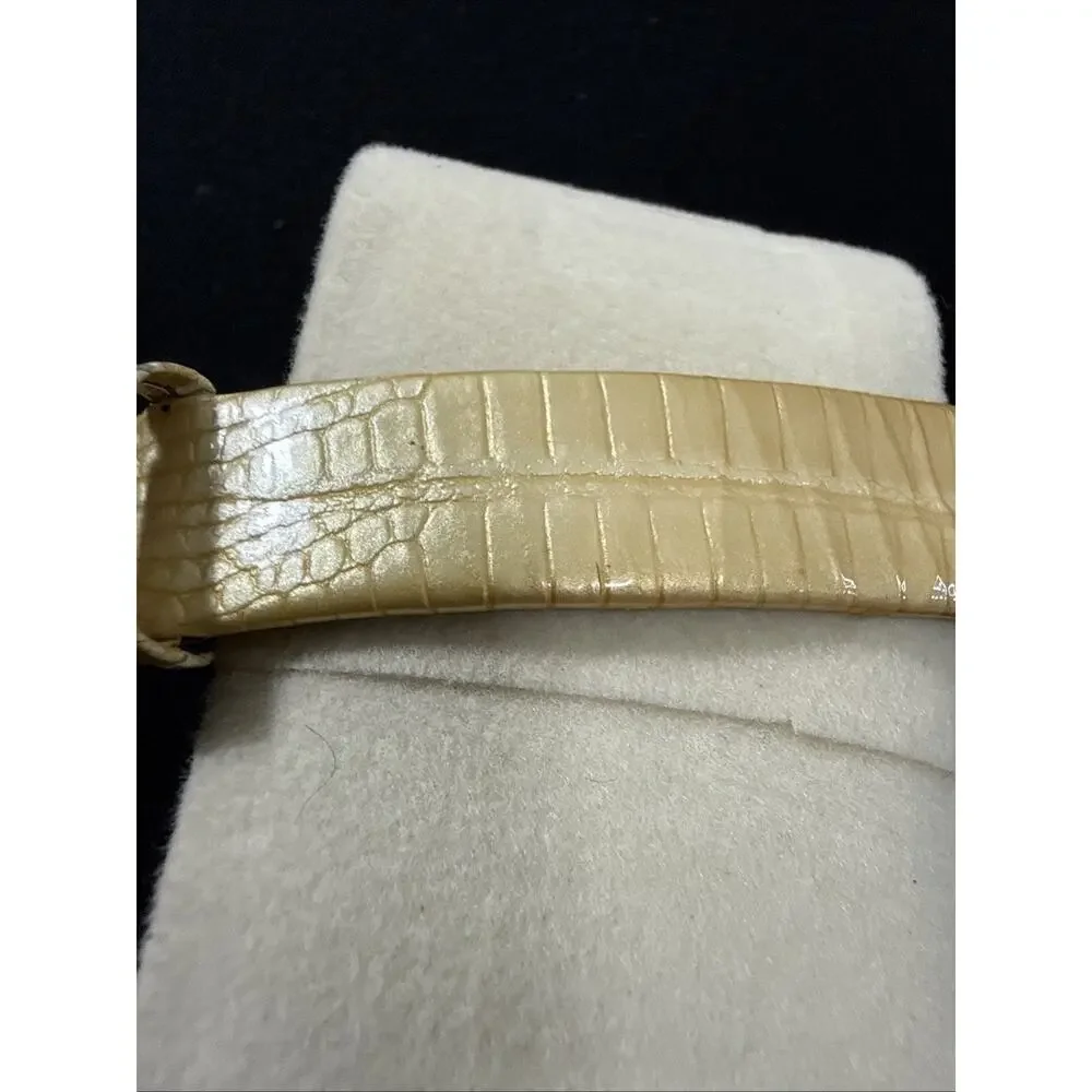 Vintage Womens Skagen Denmark Slim Steel Leather Band New Battery Runs Excellent